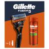 Gillette Fusion5 Darilni set brivnik Fusion5 1 kos + gel za britje Fusion Shave Gel Sensitive 200 ml