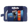 Gillette ProGlide Darilni set brivnik Proglide 1 kos + nadomestne britvice Proglide 1 kos + gel za britje Fusion Shave Gel Sensitive 200 ml + kozmetična torbica