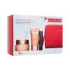 Clarins Extra-Firming Collection Darilni set dnevna krema za obraz Extra-Firming Jour 50 ml + nočna krema za obraz Extra-Firming Nuit 15 ml + maskara Wonder Perfect Mascara 4D 3 ml 01 Perfect Black + serum za obraz Double Serum 0,9 ml + rdeča kozmetična torbica