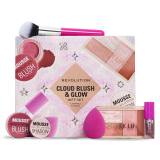 Makeup Revolution London Cloud Blush & Glow Gift Set Darilni set senčilo za oči Mousse Shadow 4 g Rose Gold + rdečilo Mousse Blush 6 g Blossom Rose Pink + olje za ustnice Glaze Lip Oil 1,4 ml Pink + paletka za konturiranje Cheek Lift Palette 12 g + kozmetični aplikator za ličenje + kozmetični čopič