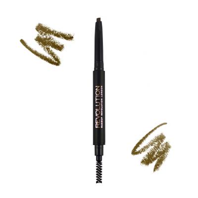 Makeup Revolution London Duo Brow Definer Svinčnik za obrvi za ženske 0,15 g Odtenek Brown