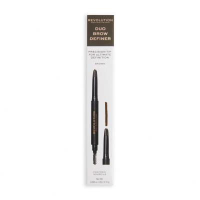 Makeup Revolution London Duo Brow Definer Svinčnik za obrvi za ženske 0,15 g Odtenek Brown