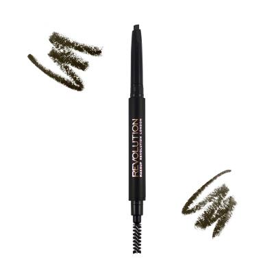 Makeup Revolution London Duo Brow Definer Svinčnik za obrvi za ženske 0,15 g Odtenek Medium Brown