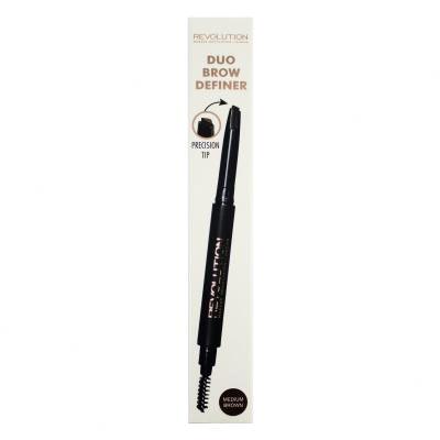 Makeup Revolution London Duo Brow Definer Svinčnik za obrvi za ženske 0,15 g Odtenek Medium Brown