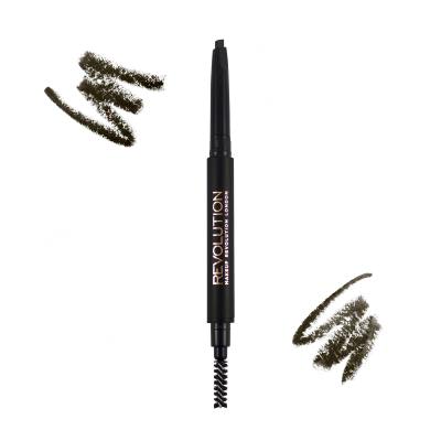 Makeup Revolution London Duo Brow Definer Svinčnik za obrvi za ženske 0,15 g Odtenek Dark Brown