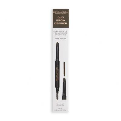 Makeup Revolution London Duo Brow Definer Svinčnik za obrvi za ženske 0,15 g Odtenek Dark Brown