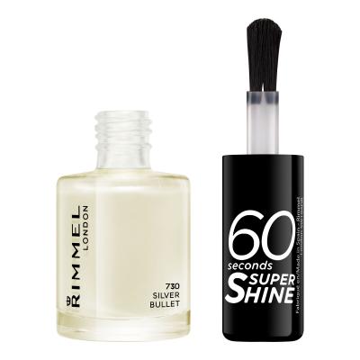 Rimmel London 60 Seconds Super Shine Lak za nohte za ženske 8 ml Odtenek 730 Silver Bullet