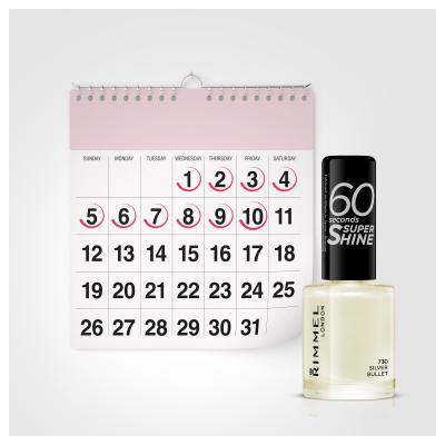 Rimmel London 60 Seconds Super Shine Lak za nohte za ženske 8 ml Odtenek 730 Silver Bullet