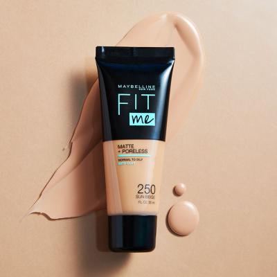 Maybelline Fit Me! Matte + Poreless Puder za ženske 30 ml Odtenek 250 Sun Beige