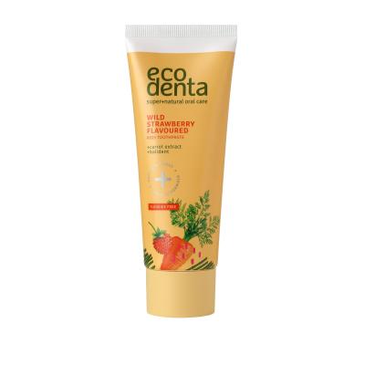 Ecodenta Toothpaste Wild Strawberry Flavoured Zobna pasta za otroke 75 ml poškodovana škatla