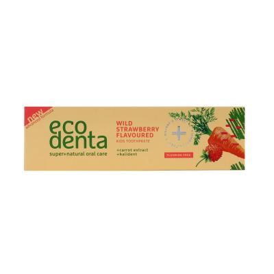 Ecodenta Toothpaste Wild Strawberry Flavoured Zobna pasta za otroke 75 ml poškodovana škatla