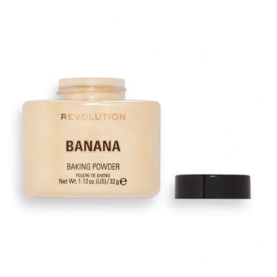 Makeup Revolution London Baking Powder Puder v prahu za ženske 32 g Odtenek Banana