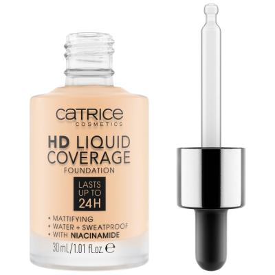 Catrice HD Liquid Coverage 24H Puder za ženske 30 ml Odtenek 002 Porcelain Beige