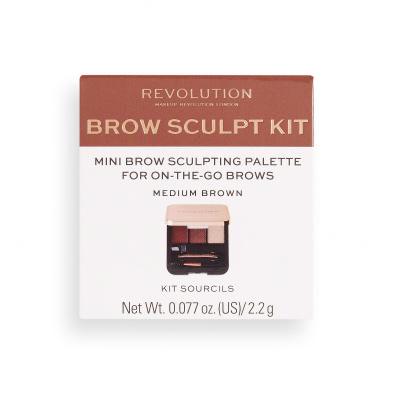 Makeup Revolution London Brow Sculpt Kit Paletka za obrvi za ženske 2,2 g Odtenek Medium Brown