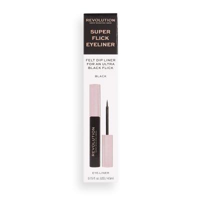 Makeup Revolution London Super Flick Eyeliner Črtalo za oči za ženske 4,5 ml Odtenek Black