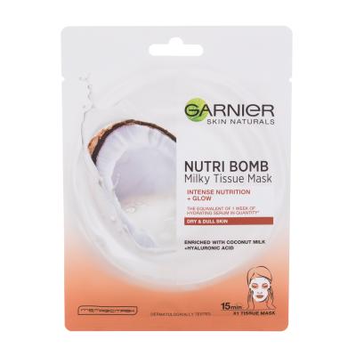 Garnier Skin Naturals Nutri Bomb Coconut + Hyaluronic Acid Maska za obraz za ženske 1 kos