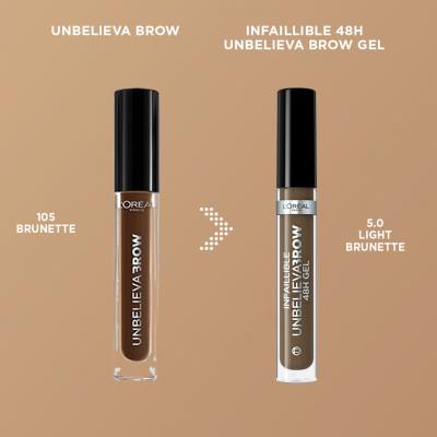 L&#039;Oréal Paris Infaillible Brows Unbelieva Brow 48H Gel Gel za obrvi za ženske 3,4 ml Odtenek 5.0 Light Brunette