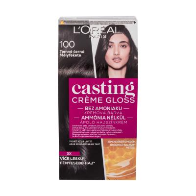 L&#039;Oréal Paris Casting Creme Gloss Barva za lase za ženske 48 ml Odtenek 100 Dark Black