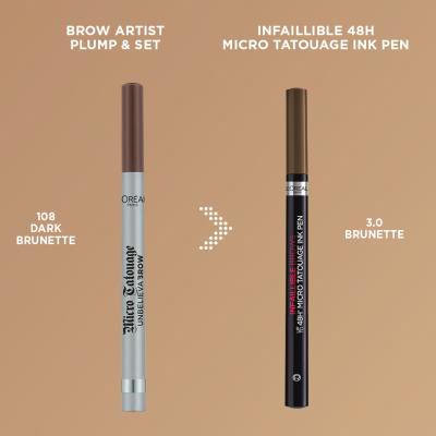 L&#039;Oréal Paris Infaillible Brows 48H Micro Tatouage Ink Pen Svinčnik za obrvi za ženske 1 g Odtenek 3.0 Brunette