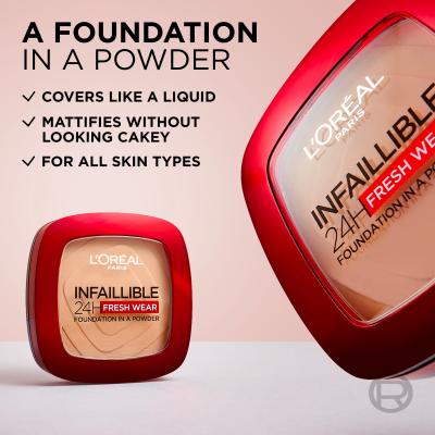 L&#039;Oréal Paris Infaillible 24H Fresh Wear Foundation In A Powder Puder za ženske 9 g Odtenek 180 Rose Sand