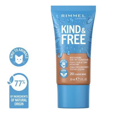 Rimmel London Kind &amp; Free Skin Tint Foundation Puder za ženske 30 ml Odtenek 201 Classic Beige