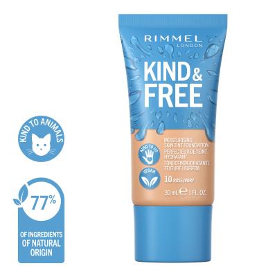 Rimmel London Kind &amp; Free Skin Tint Foundation Puder za ženske 30 ml Odtenek 10 Rose Ivory