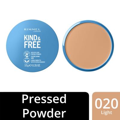 Rimmel London Kind &amp; Free Healthy Look Pressed Powder Puder v prahu za ženske 10 g Odtenek 020 Light