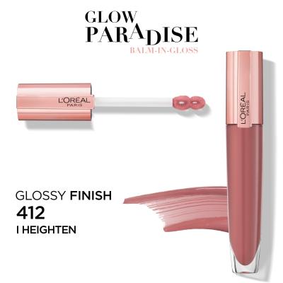 L&#039;Oréal Paris Glow Paradise Balm In Gloss Glos za ustnice za ženske 7 ml Odtenek 412 I Heighten