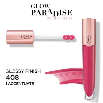 L&#039;Oréal Paris Glow Paradise Balm In Gloss Glos za ustnice za ženske 7 ml Odtenek 408 I Accentuate