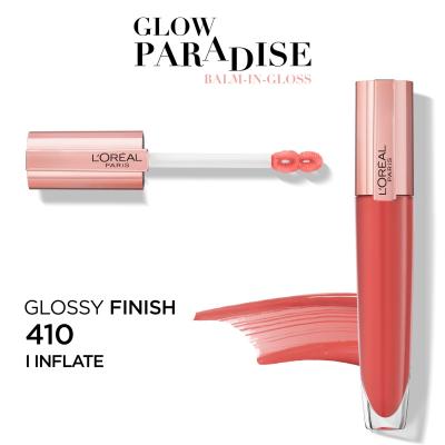 L&#039;Oréal Paris Glow Paradise Balm In Gloss Glos za ustnice za ženske 7 ml Odtenek 410 I Inflate