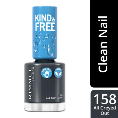 Rimmel London Kind &amp; Free Lak za nohte za ženske 8 ml Odtenek 158 All Greyed Out