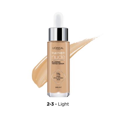 L&#039;Oréal Paris True Match Nude Plumping Tinted Serum Puder za ženske 30 ml Odtenek 2-3 Light
