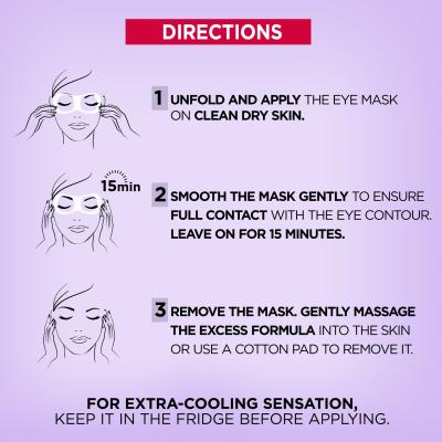 L&#039;Oréal Paris Revitalift Filler HA Cooling Tissue Eye Serum-Mask Maska za področje okoli oči za ženske 11 g