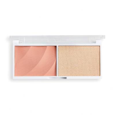 Revolution Relove Colour Play Blushed Duo Blush &amp; Highlighter Paletka za konturing za ženske 5,8 g Odtenek Sweet