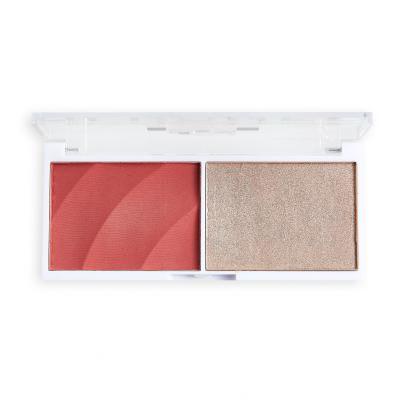 Revolution Relove Colour Play Blushed Duo Blush &amp; Highlighter Paletka za konturing za ženske 5,8 g Odtenek Cute