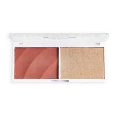 Revolution Relove Colour Play Blushed Duo Blush &amp; Highlighter Paletka za konturing za ženske 5,8 g Odtenek Kindness