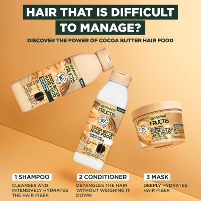 Garnier Fructis Hair Food Cocoa Butter Smoothing Shampoo Šampon za ženske 350 ml