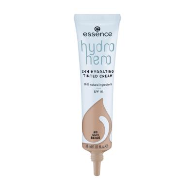 Essence Hydro Hero 24H Hydrating Tinted Cream SPF15 Puder za ženske 30 ml Odtenek 20 Sun Beige