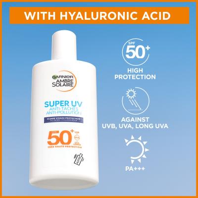 Garnier Ambre Solaire Super UV Protection Fluid SPF50+ Zaščita pred soncem za obraz 40 ml