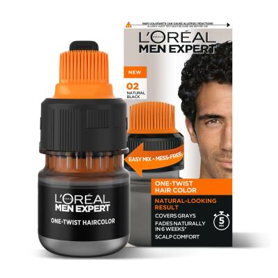 L&#039;Oréal Paris Men Expert One-Twist Hair Color Barva za lase za moške 50 ml Odtenek 02 Real Black