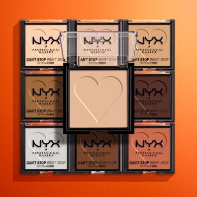NYX Professional Makeup Can&#039;t Stop Won&#039;t Stop Mattifying Powder Puder v prahu za ženske 6 g Odtenek 03 Light Medium