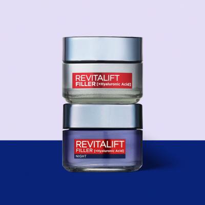 L&#039;Oréal Paris Revitalift Filler HA Duo Set Darilni set dnevna krema za obraz Revitalift Filler HA 50 ml + nočna krema za obraz Revitalift Filler HA 50 ml