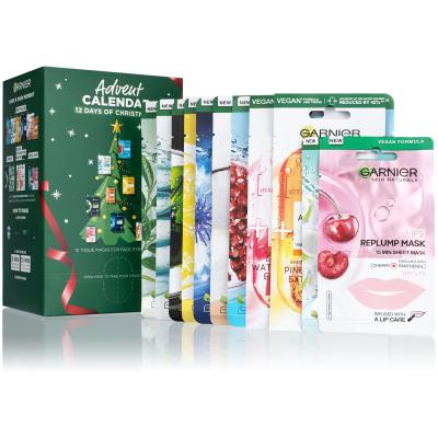 Garnier Advent Calendar 12 Days Of Christmask Darilni set maska za obraz 12 kos