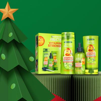 Garnier Fructis Vitamin &amp; Strength Darilni set šampon Fructis Vitamin &amp; Strength 250 ml + balzam Fructis Vitamin &amp; Strength 200 ml + serum za lase Fructis Vitamin &amp; Strength 125 ml