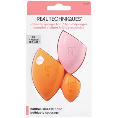 Real Techniques Ultimate Sponge Trio Darilni set gobica za puder Miracle Complexion Sponge 1 kos + gobica za puder Mini Miracle Complexion Sponge 1 kos + gobica za puder v prahu Miracle Powder Sponge 1 kos