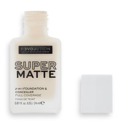 Revolution Relove Super Matte 2 in 1 Foundation &amp; Concealer Puder za ženske 24 ml Odtenek F1