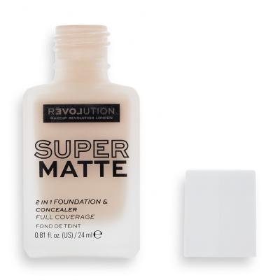 Revolution Relove Super Matte 2 in 1 Foundation &amp; Concealer Puder za ženske 24 ml Odtenek F4