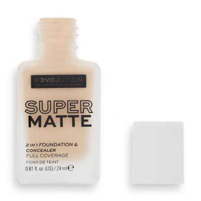 Revolution Relove Super Matte 2 in 1 Foundation &amp; Concealer Puder za ženske 24 ml Odtenek F6