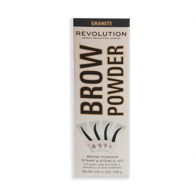 Makeup Revolution London Brow Powder Stamp &amp; Stencil Puder za obrvi za ženske 0,65 g Odtenek Granite