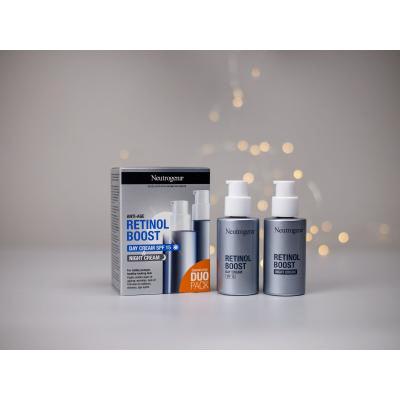 Neutrogena Retinol Boost Duo Pack Darilni set dnevna krema za obraz Retinol Boost Day Cream SPF15 50 ml + nočna krema za obraz Retinol Boost Night Cream 50 ml